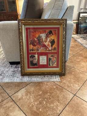 Framed Gone With The Wind Movie Collage with 50th Anniversary Commemorative Stam